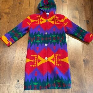 Neiman Marcus Wool Southwest Blanket Coat